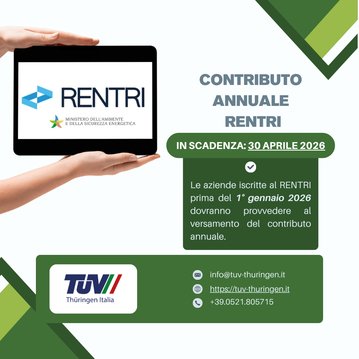 Scadenza contributo annuale RENTRI