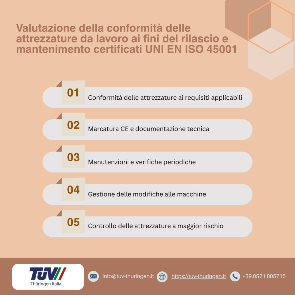 sito_disposizione attrezature Certificazione ISO 45001 – conformità attrezzature da lavoro